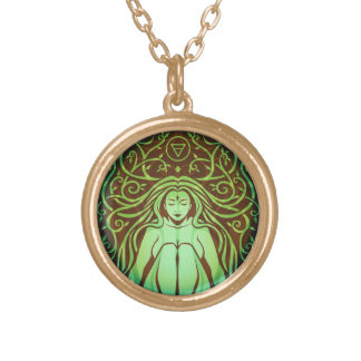 Elemental Earth Spirit, Mother Earth, Gia Goddess Gold Plated Necklace