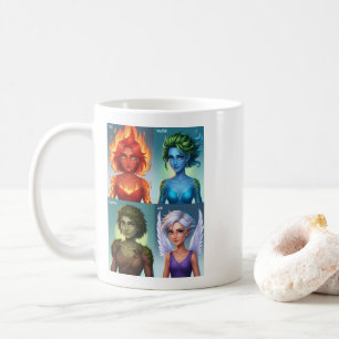 Elemental Fantasy Portraits Fire Water Earth Air Coffee Mug