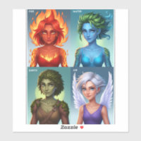 Elemental Fantasy Portraits Fire Water Earth Air