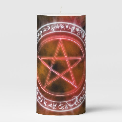 Elemental Fire Pentacle Pagan Witchcraft Pillar Candle