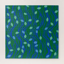 Elemental Flow Emerald Green Cobalt Blue w Leaves
