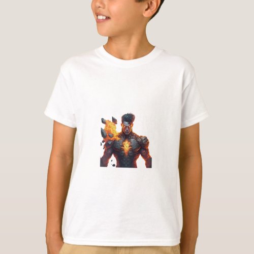 Elemental Fury Earth and Fire Superhero T_Shirt