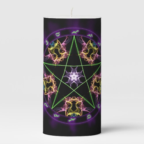 Elemental Runes Pentacle Pagan Witchcraft Pillar Candle