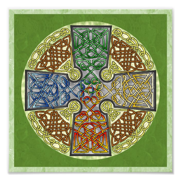 Elemental-textured Celtic Cross Medallion Photo Print 