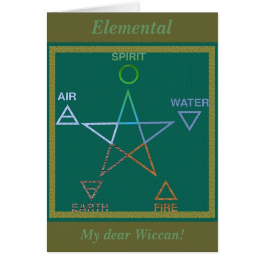 Elemental Wiccan Pentagram Rites of Passage Card (Front)