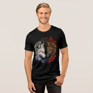 Elemental Wolves – Fire & Ice Spirit Art Tri-Blend Shirt