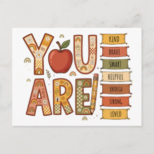 Elementary Boho Rainbow You Are Enough Motivationa Invitation Postcard