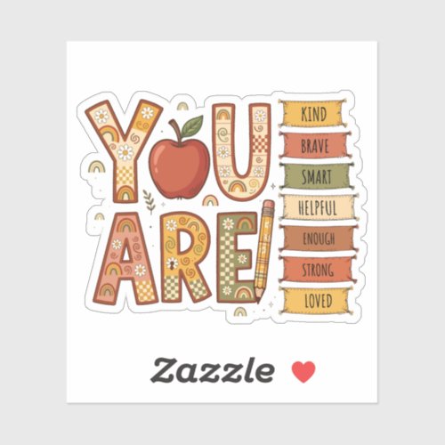 Elementary Boho Rainbow You Are Enough Motivationa Sticker