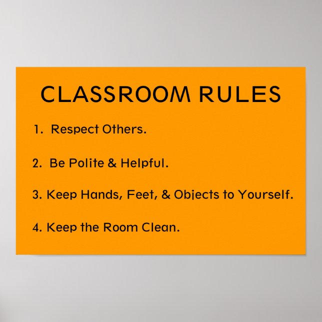 Elementary classroom rules poster (Front)