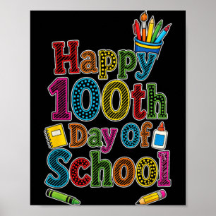Elementary Happy 100th Day Of School 100 Days Kids Poster