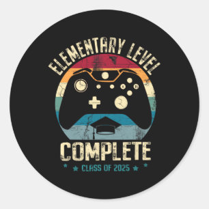 Elementary Level Complete Gamer Cl Of 2025 Graduat Classic Round Sticker