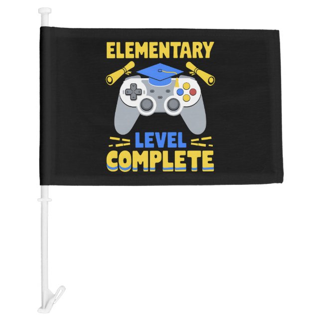 Elementary Level Complete Gaming Gamer Graduation Car Flag (Front)