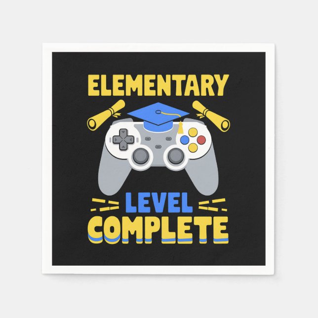 Elementary Level Complete Gaming Gamer Graduation Napkins (Front)