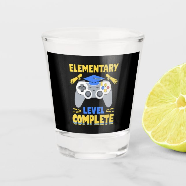 Elementary Level Complete Gaming Gamer Graduation Shot Glass (Front)