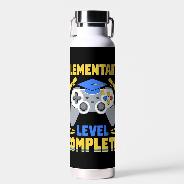 Elementary Level Complete Gaming Gamer Graduation Water Bottle (Front)