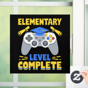 Elementary Level Complete Gaming Gamer Graduation Window Cling