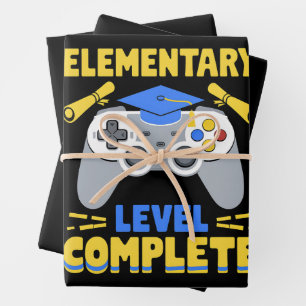 Elementary Level Complete Gaming Gamer Graduation Wrapping Paper Sheets