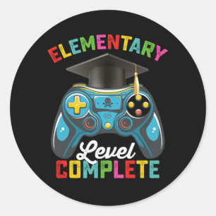 Elementary Level Complete Graduation Gaming Gamer Classic Round Sticker