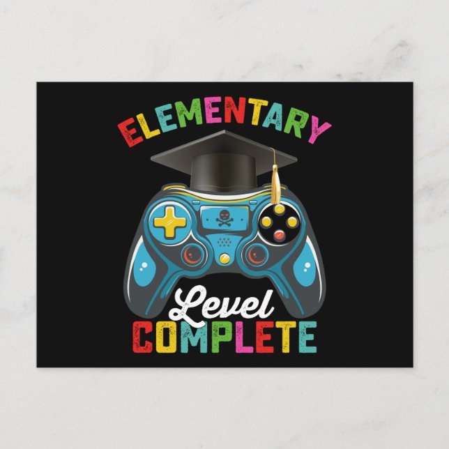 Elementary Level Complete Graduation Gaming Gamer Postcard (Front)