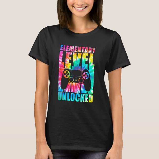 Elementary Level Unlocked Tie Dye Back To School K T-Shirt (Front)