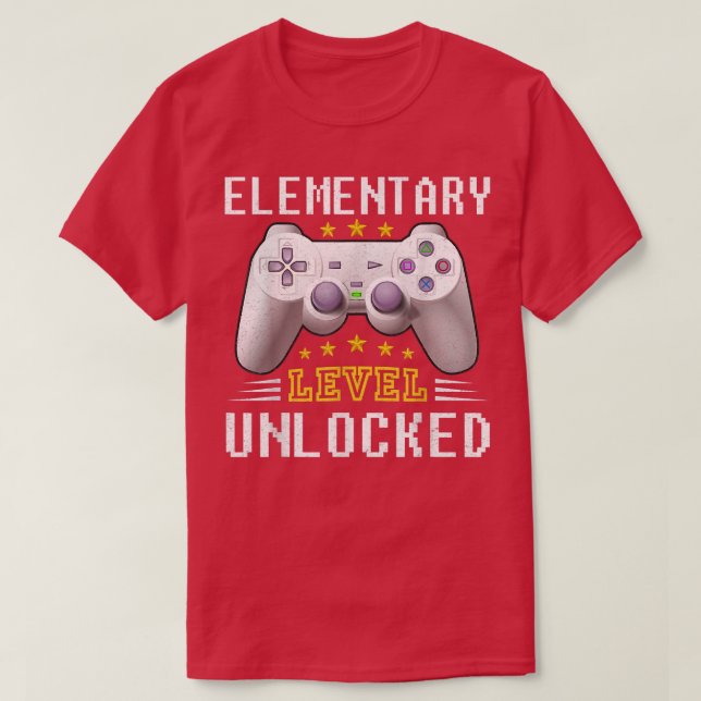 Elementary Level Unlocked Video Game Back to Schoo T-Shirt (Design Front)