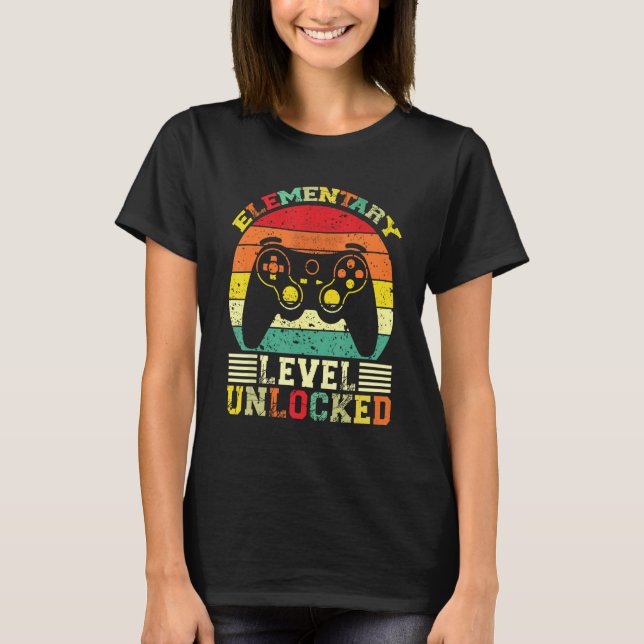 Elementary Level Unlocked Video Gamer Back to Scho T-Shirt (Front)