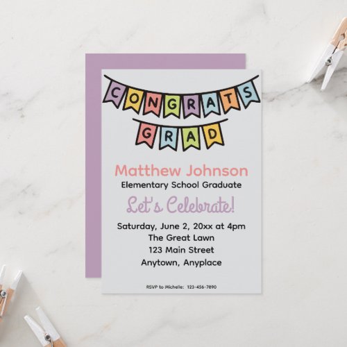 Elementary Middle School Graduation Party Invitation