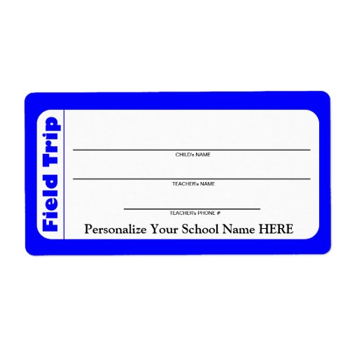 Elementary  Pre_School Child Field Trip Labels