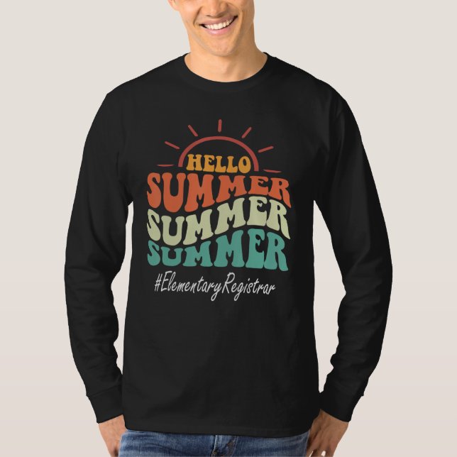 Elementary Registrar Groovy Last Day Of School Hel T-Shirt (Front)