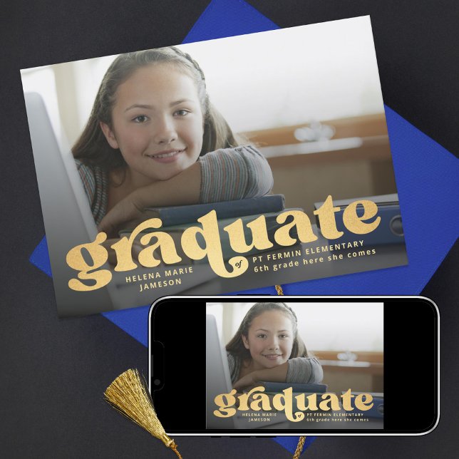 Elementary Retro Gold Photo Announcement (Creator Uploaded)