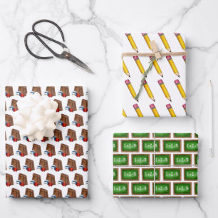 Elementary School Chalkboard Pencil Bag Lunch Wrapping Paper Sheets