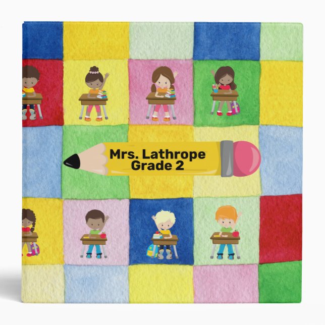 Elementary School Classroom Children Custom 3 Ring Binder (Front)