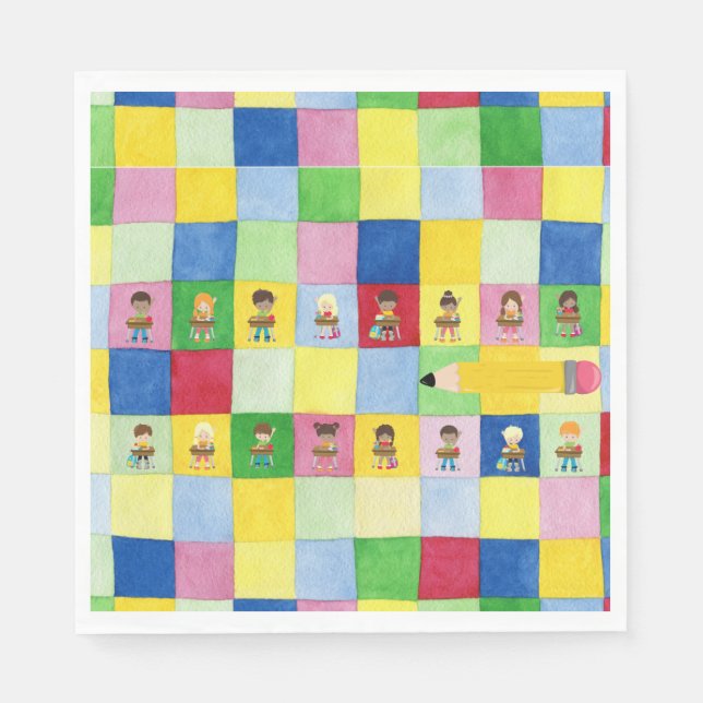 Elementary School Classroom Children Teacher Party Napkins (Front)
