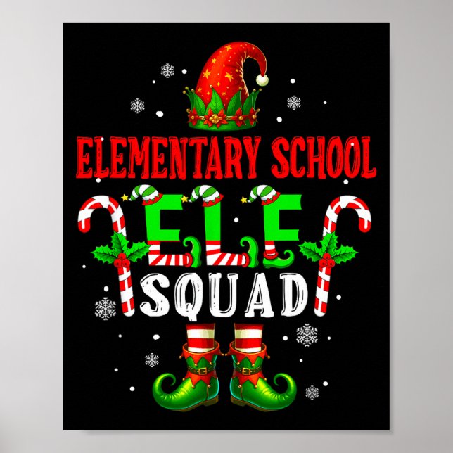 Elementary School Elf Squad Xmas Elf Hat Scute Ss  Poster (Front)
