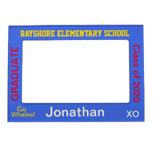 Elementary School Grad Blue Magnetic Photo Frame
