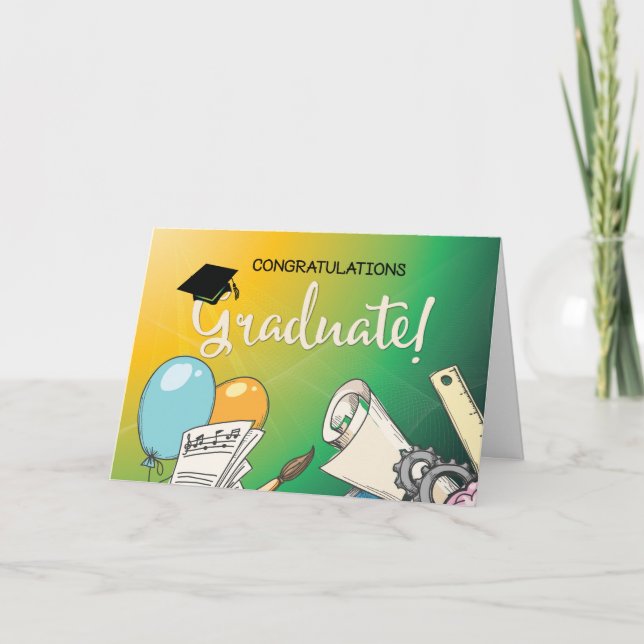 Elementary School Graduation, Balloons Card (Front)