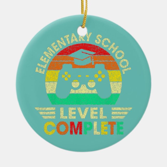 Elementary School Graduation Level Complete Video Ceramic Ornament (Front)