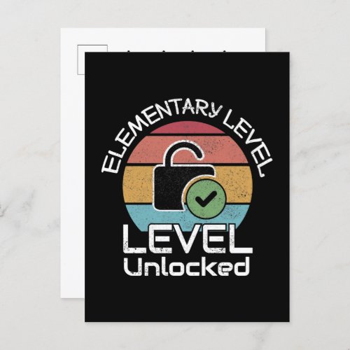 Elementary School Level Unlocked _ Geeky School Announcement Postcard