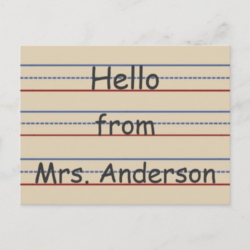 Elementary School Paper Personalized Postcard