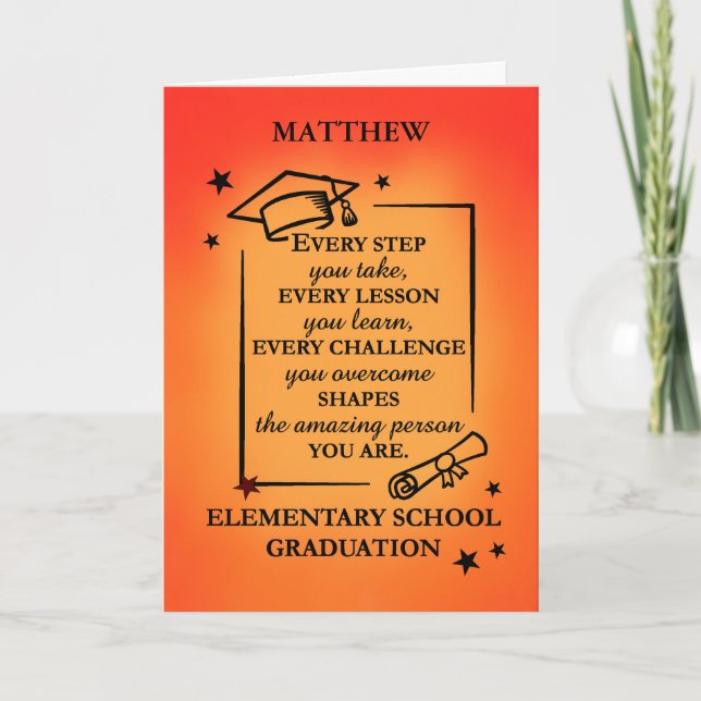 Elementary School Personalize Graduate Inspiration Card (Front)