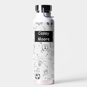 Elementary School Personalized White & Black Water Bottle