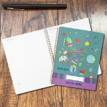 Elementary school student planner -Doodle<br><div class="desc">A cool planner for elementary school or middle school students with a bunch of school related doodles and a purple plaid pattern . There is a white rectangle left blank , so the student can add their name with a pen . You can also personalize it with the school year...</div>