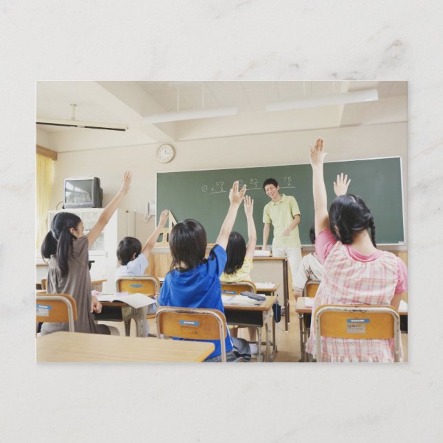 Elementary school students at school 2 postcard (Front)