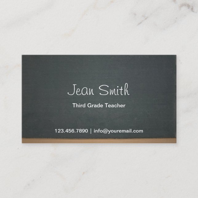 Elementary School Teacher Chalkboard Business Card (Front)