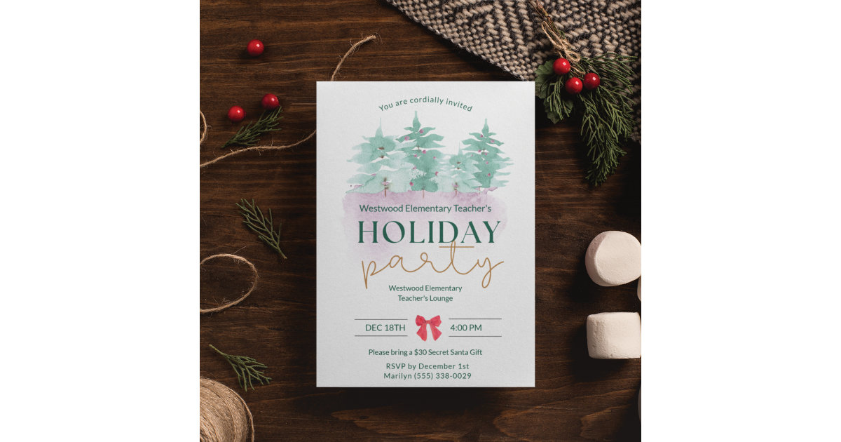 Elementary School Teacher Christmas Party Invitation | Zazzle