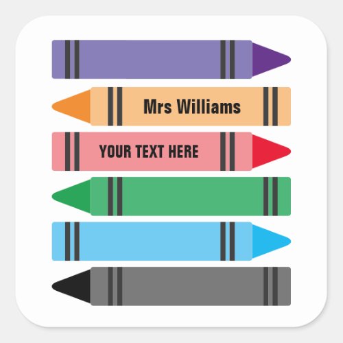 Elementary school teacher colorful crayon stickers