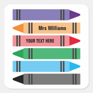 Elementary school teacher colorful crayon stickers