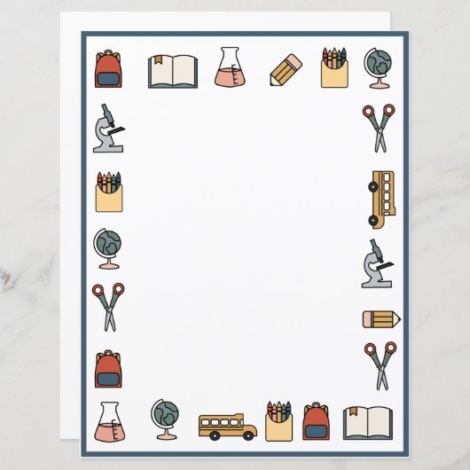 Elementary School Theme Teacher Bus Book Globe (Front/Back)