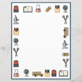 Elementary School Theme Teacher Bus Book Globe  (Front)