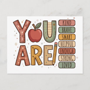 Elementary School You Are Kind Brave Inspirational Invitation Postcard